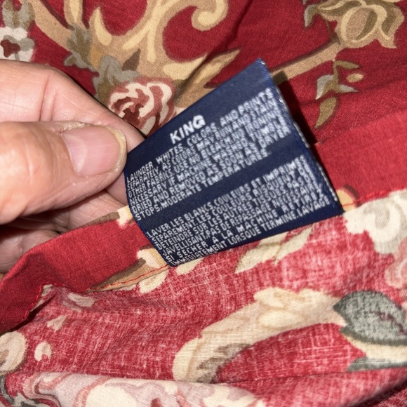 Ralph Lauren Danielle Red Marseilles Floral KING bed skirt USA  cover ruffle NOS - Picture 4 of 5